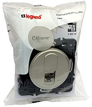 Legrand - Prise RJ 45 multimédia Céliane catégorie6 STP télévision , téléphone , informatique livré avec enjoliveur titane