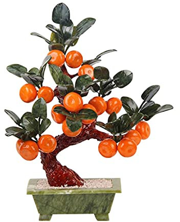 Künstlicher Bonsai-Baum Künstliche Bonsai-Baum Kumquat Baum Topfpflanzen Home Indoor Dekoration Künstliche Bonsai Schreibtisch Jade Carving Orange Tree Ornamente Pflanzendekoration ​Künstliche