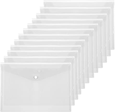 Skycase Dokumententaschen A5,12 Stück A5 Dokumentenmappe mit Druckknopf,A5 Sichttasche Dokumenten Mappen Brieftaschen Tasche für Dokumente,Quittungen & Umschlagordner,Hausaufgaben -Transparent
