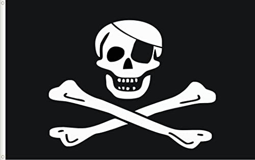 BANDERA PIRATA JOLLY ROGER. CALIDAD RASO ESTANDAR. TAMAÑO GRANDE 150X90