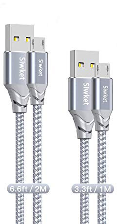 Siwket Micro USB Kabel 1M 2M, Nylon USB A anf Micro Ladekabel Android Ladekabel für Samsung Galaxy Edge/S7/S6 Edge/S6/S4/S3/J7,Kindle Fire,Fire HD Tablets,PS4 Controller,Xiaomi,Huawei P9,Gran