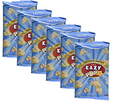 Eazy Pop Instant Popcorn Salz Geschmack 85 g (6 Stück) – Hervorragend zum Snacken, Mikrowellen-Popcorn bereit in wenigen Minuten Popcorn Familienpackung
