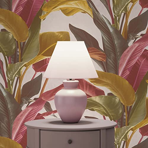 TADESSI Tapete Blumen Lenni M1-No.1597 Vliestapete Rot Gelb Natur Palmentapete für Wohnzimmer Schlafzimmer Küche