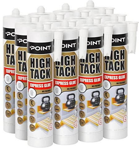 Montagekleber [12 x 290 ml] - Kleber Extra Stark Wasserfester Kleber Hohe Elastizität Nasse & Trockene Oberflächen - Überstreichbar Hybrid MS Polymer Baukleber Montagekleber Innen & Außen von POINT