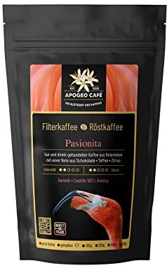 APOGEO CAFÉ Pasionita Filterkaffee Bohnen DECAF, 250g ganze Bohne, Specialty Coffee, Kaffeebohnen entkoffeiniert für Filter, V60, Chemex, Mokka-Kanne, Aeropress, French-Press