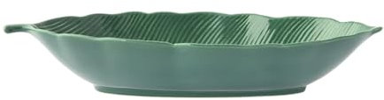 Easy Life Flaches Set, 36 x 16 cm, Tropisches Blatt, Dunkelgrün, aus Porzellan