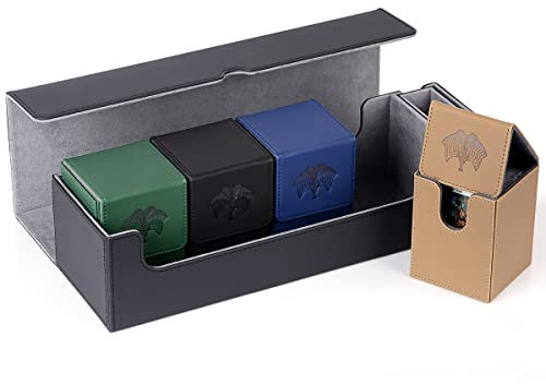 Bheddi Sammelkarten Box für YGO 1200+ Karten mit 4 PCS YGO Card Deck Box und Eine Aufbewahrungsbox-Kartenbox für Spielkarten zum Sammeln und Tauschen Forbidden One (Schwarz, max)