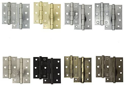 Door Hinges 3 Button Tip Steel Butt Hinge Button Tip Door Hinge Fire Rated (Bright Brass, No Intumescent Pads)
