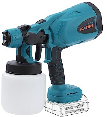 KATSU FIT-BAT 21V Pistola a Spruzzo per Vernice a Batteria 800ml con Ugello 1,8mm e 2,0mm, per Dipingere Pareti Soffitti Mobili Recinzioni, senza Batteria