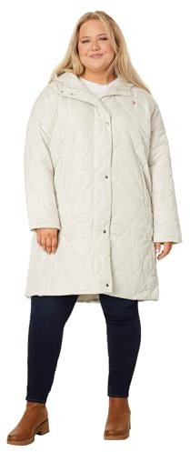 U.S. POLO ASSN. Spolverino trapuntato lungo con cappuccio taglie forti, Perla invernale, 2X