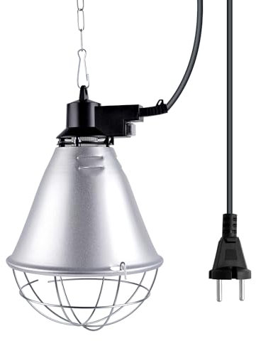 Bonlux Lampada Infrarossi Riscaldante, Paralume per Lampade Riscaldanti con 2 Modalità Regolabili Lampada Riscaldante con 2M Catena per Il Fissaggio e Cavo da 2.5M per Cani Pulcini (Nessuna Lampadina