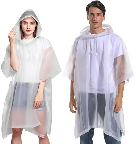 GUKOY Manteau de Pluie, 2 Pièces, Unisexe, Blanc, Taille Unique, Poncho, Résistant à l'Eau, EVA, Moderne, Lâche, Résistant aux Intempéries, Pour les Activités de Plein Air