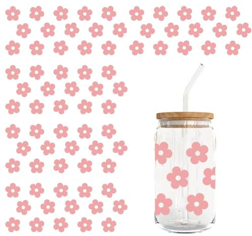 5Pcs 3D UV DTF Transfer Cup Wrap Transfer Aufkleber Florale Transferaufkleber Wasserdicht UV DTF Tasse Wrap Transfer Sticker Decals für Glas Kaffee Becher Becherverpackungen Typ 6