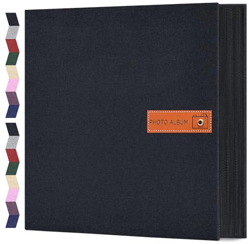Popotop Fotoalbum, 10 x 15 cm, 600 Taschen mit Etikett, Leinen, Hardcover, Bilderbuch für Hochzeit, Geburtstag, Reisen, Baby