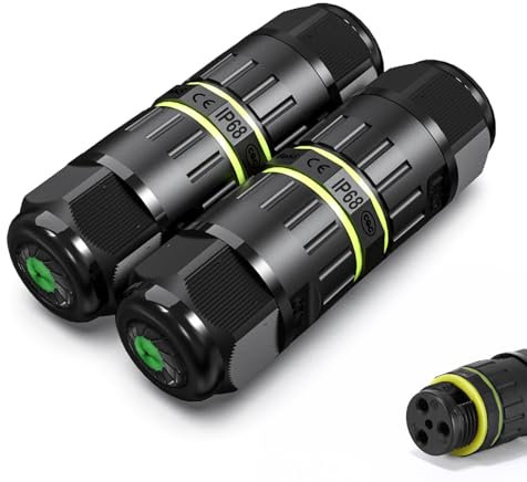 UNISOPH 𝐈𝐏𝟔𝟖 𝐖𝐚𝐭𝐞𝐫𝐩𝐫𝐨𝐨𝐟 𝐂𝐚𝐛𝐥𝐞 𝐂𝐨𝐧𝐧𝐞𝐜𝐭𝐨𝐫, Waterproof Electrical Connector, 2 Way Waterproof Cable Connector Outdoor, Cable Connectors for Cable Diameter Ø5mm-9mm(Pack of 2)