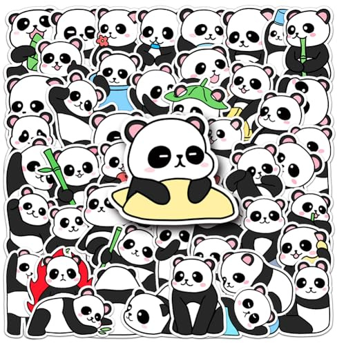 Panda Aufkleber Set 50 Stück Panda wasserdichte A-ufkleber Doodle A-ufkleber für Laptop Kinder Auto Motorrad Fahrrad Skateboard Gepäck Computer Aufkleber