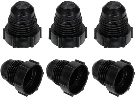 PATIKIL Tapón Roscado de Plástico de 3/8, 6 Pcs Tapones de Válvula de Tubo de Brida Sae de 45 Grados con Rosca Macho 5/8-18Unf para Tubería de Aire Acondicionado, Negro