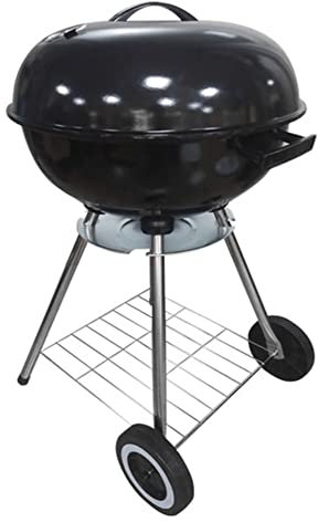 Tragbarer BBQ-Grill Barbecue-Grill mit 2 Rädern Staufach Aschenbecher BBQ Smoker Einstellbare Belüftung Kugelgrill für Garten Camping Park Festival Party für 5-10 Personen 18 Zoll