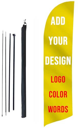 Bagetu personalisiertes Federvogel-Fahnenmast-Set, maßgefertigtes Tränenform-Zeichen, Geschäftsschild für Laden Geschäft (Flagge+Mast, Feather 60x250cm)