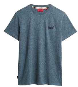 Superdry Herren Essential T-Shirt aus Bio-Baumwolle mit Logo Verbrannt Blaugrün Gesprenkelt XXXL