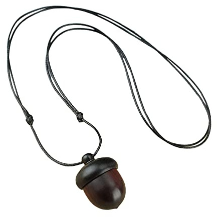 pistro Collar con colgante de bellota de ébano atornillable, joyería de bellota con cubierta giratoria, collar de bellota, collar de joyería de otoño, resina sintética, No es una piedra preciosa