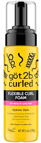 Got2B Curled Flexible Curl Foam, 6.7 Fl Oz, Hair Mousse for Frizz Control and Heat Protection, Lightweight Hold, No-Crunch Definition for Wavy & Curly Hair Styling, Aloe Vera & Vitamin E Infused