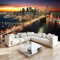 Papier Peint Panoramique Pont de Brooklyn, 250 x 175 cm Horizon de la ville de New York Papier Peint Intissé Sunshine Personnalisé Photo Murale pour Salon Chambre d'enfants Décoration Murale