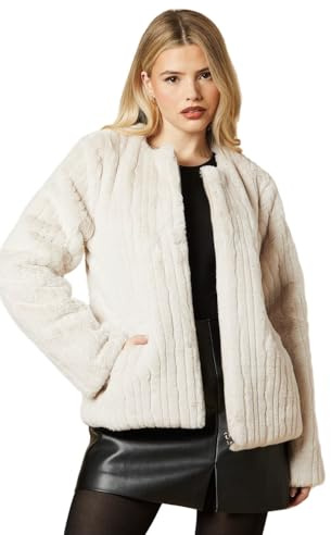 Dorothy Perkins Longline Faux Fur Coat, L, neutral