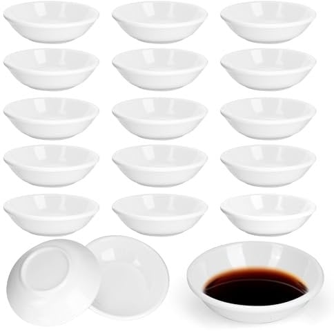 YKUKIZEE 24 PCS Round Mini Dipping Sauce Dishes, Mini White Sauce Dipping Bowls, Small Sushi Soy Dipping Bowls for Ketchup Seasoning Spice Prep Snack Pinch Appetizer Ramekins Serving Bowls