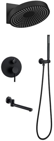 Wasserhahn Bad Armatur für Waschbecken Badezimmer Unterputz Duschset Duschset Warm und Kaltwasser Wandmontage Badezimmer Duschsets Messing Unterputz Duschmischer Set Schwarz
