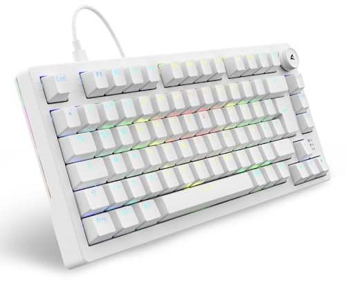 Sharkoon Skiller SGK25 RGB, Gaming Tastatur, 75% Layout, Hot Swap, Huano RED geschmierte Schalter, weiß