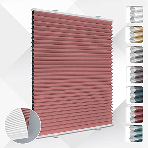 Wabenplissee Plissee ohne Bohren Verdunkelung Klemmfix Thermo Verdunklungsplissee Weinrot B90 x H130 cm, Thermoplissee ohne Bohren für Fenster, Sonnen, Sicht & Schallschutz Wärmeisolierung