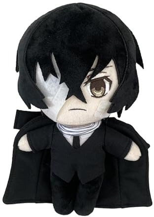 Puruuige BSD - Plüschkissen mit Anime-Charakteren von Osamu Dazai (schwarz), niedliches gepolstertes Kissen für Fans