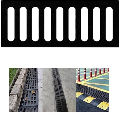 CXLXBRZD Caniveau Exterieur en Fonte Ductile, Classe B, Rectangulaire, Grille Caniveau for Allées, Béton, Patios et Garages(20x50cm/7.8x19.6in)