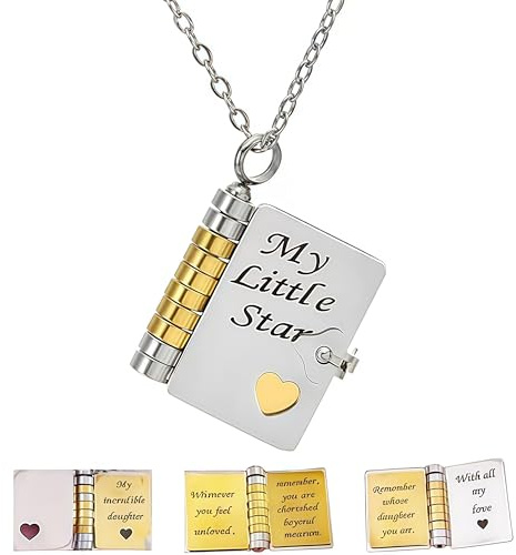 Auroriel Mein Kleines Stern Buch Halskette Meine Unglaubliche Tochter Buch Halskette Tochter Geschenke Von Vater Mutter Mutter Verstellbar Silber 18k Gold Schmuck Öffnen