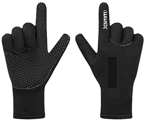 ERETYRET Diving Gloves 5MM Warm Swimming Snorkeling Gloves Thickened Cold Resistant Surf Hand Guard Equipment Wide Applications(L)