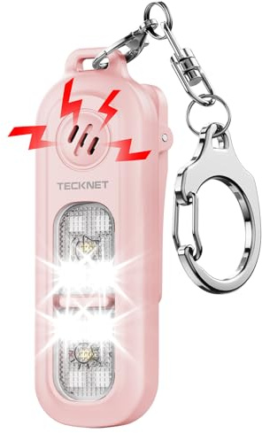 TECKNET Taschenalarm für Frauen, 135dB Persönlicher Alarm, IPX4 Wiederaufladbare Sirene mit Schlüsselanhänger, Lauter Alarm für Frauen unterwegs, Kinder, Senioren, Rosa