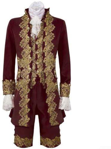 FACULX Costume victorien pour homme - Tenue de gentleman britannique de la Renaissance Tudor de style rococo avec gilet - Ensemble pour cosplay et événements historiques
