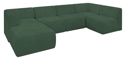 ALTDECOR Ecksofa in U-Form Corner Sofa Bett Eckcouch Couch L-Form Wohnlandschaft Cauchsofa MOVO 345x180x78 Grün
