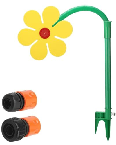 Verrückte Daisy Sprinkler, tanzende Blume Garten Sprinkler mit 1/2 '' Adapter 360 ° drehende Sonnenblumen Sprinkler, Kunststoff Wasser Sprinkler für Rasen, Garten und Garten (Yellow)