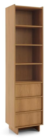 3E 3xE living.com Bücherregal, Karamell-Eiche, 50 x 201 x 39 cm