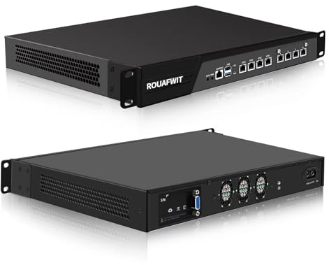 ROUAFWIT 1U Firewall Appliance N150(4C/4T), 8 x i226V 2.5GbE LAN, VPN, 19 Inch 1U Network Rackmount, VGA, Console, USB3.0, DDR5 8G RAM 64G SSD