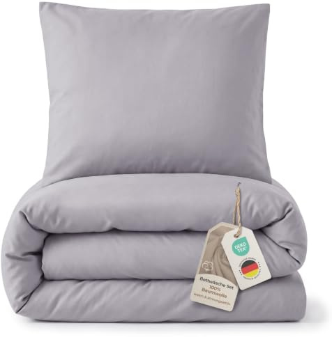 LAYNENBURG Premium Supersoft Bettwäsche aus 100% Baumwolle & Oeko-TEX 100 | Bettwäsche-Set 155x220 + Kissenbezug 80x80 cm - extra weich, kuschelig, feiner als Flanell & Fein-Biber (grau)
