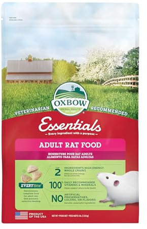 Oxbow Essentials Adult Rat Food - All Natural Adult Rat Food - Veterinarian Recommended- Made in the USA- Rich in Natural Vitamins & Minerals- No Artificial Ingredients- 3 lb.