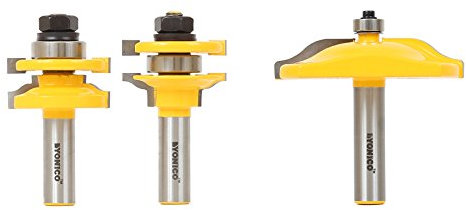 Yonico 12335 Ogee 3 Bit Raised Panel Cabinet Door Router Bit Set 1/2-Inch Shank