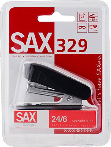 SAX 329 Heftgerät Hefter Beta Line 20 Blatt, inkl. 24/6 Heftklammern, Farbe: Schwarz