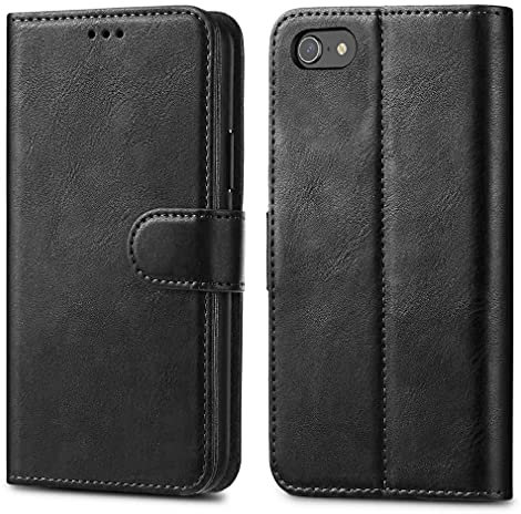 Gaplus®-Custodia sottile in pelle con aletta, a portafoglio, con porta-carte, per Apple iPhone, con pellicola protettiva per lo schermo con panno per la pulizia e penna stilo touch Black Wallet Apple iPhone 6 (4.7'')