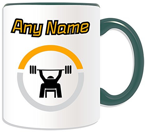 Personalisierbares Geschenk – Gewichtstasse (Sport-Gymnasium-Design, Farboptionen) – beliebiger Name Nachricht auf Ihrem einzigartigen – Gymnasium Übung Krafttraining Bodybuilding Gewichtsverlust