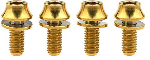 Yaruijia Titan-Schrauben mit Unterlegscheibe für Fahrrad-Wasserflaschen-Halter, M5 x 12mm, 4er Pack, gold