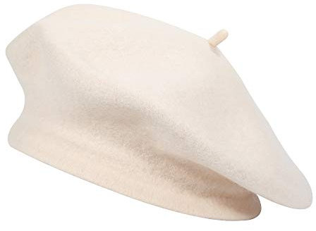 ZLYC Frauen Klassische Der Französische Künstler Baskenmütze Barett, Creme weiß,Einheitsgröße